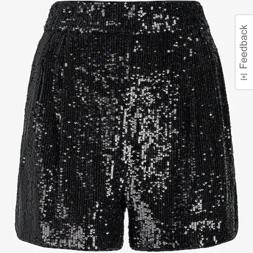 Express Super High Waisted Sequin Pleated Shorts